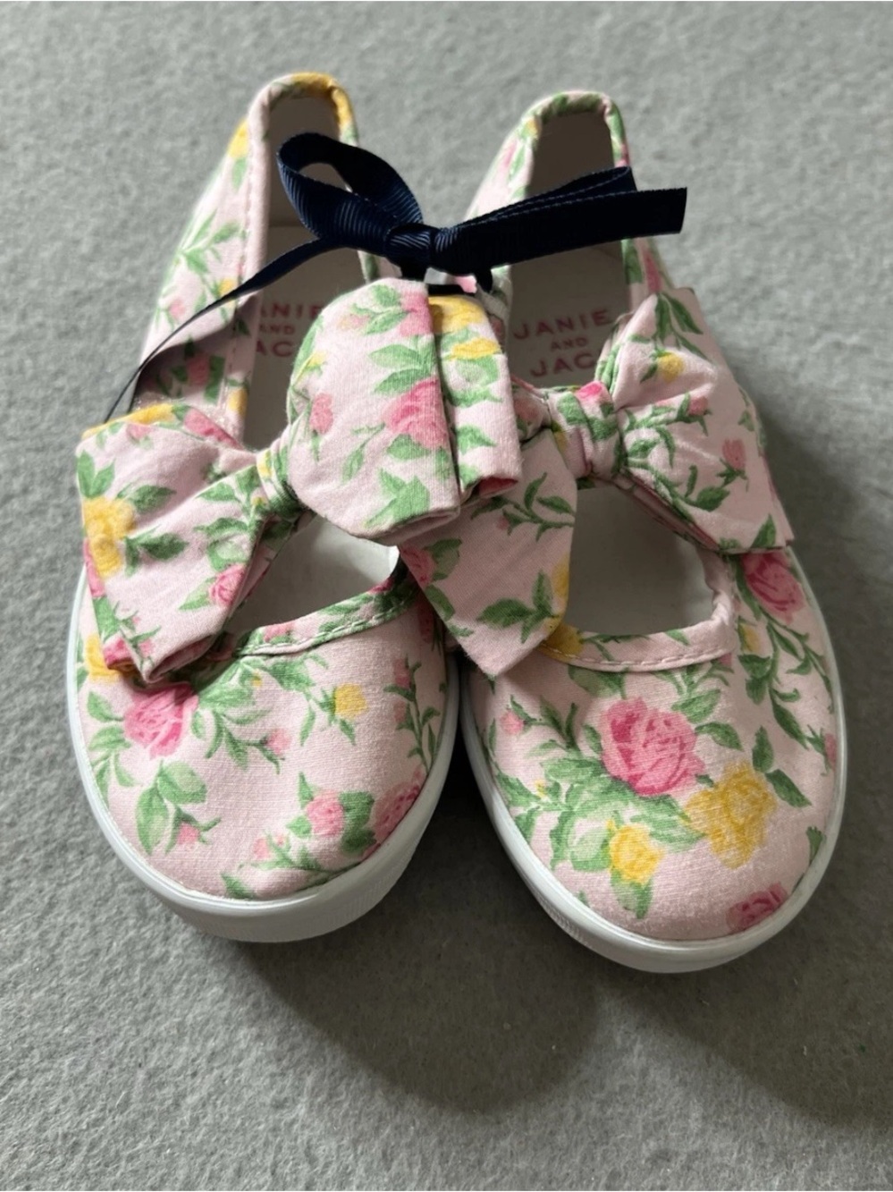 NEW Janie and Jack Girls Toddler 9 Pink Floral Hook & Loop Flat Sneakers